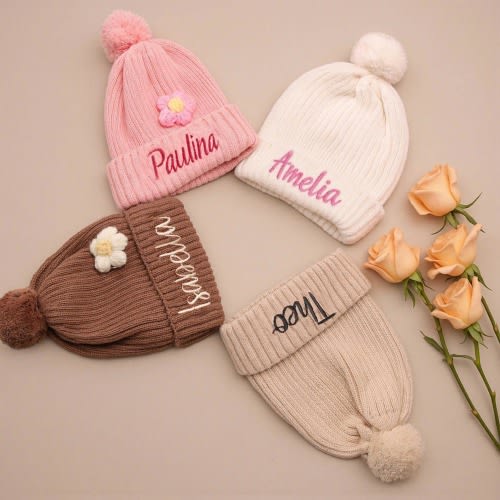 Personalized Baby Beanie, Custom Toddler Beanie Hat, Embroidered Baby&Kids Name Beanie, Monogram Knitted Newborn Winter Hat, Nursery Gift