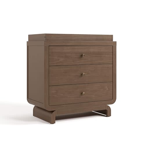 Storkcraft Santorini 3 Drawer Chest with Changing Topper, Hazelnut | GREENGUARD Gold Certified, Premium Nursery and Kids Bedroom Wood Storage Dresser, Interlocking Drawer System