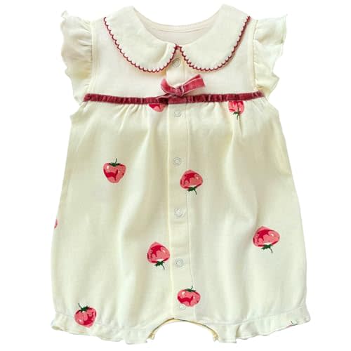 FITFIFTH POD Baby Girl Romper Cute Cartoon Printed Short Sleeve One-Piece Romper Infant Summer Clothes 100% Cotton Jumpsuit