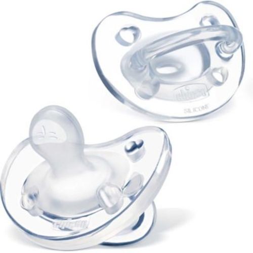 Chicco® PhysioForma® Silicone One-Piece 0-6M 2-Pack Orthodontic Pacifiers in Clear - CLEAR - 0-6 MONTHS