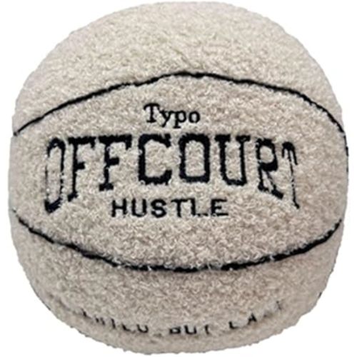OUKEYI 9.8"/25cm Offcourt Basketball Plush Toy, Soft Basketball Plush Pillow Stuffed Basketball Plush Toy Sofa Ball Pillow Household Stuffed Ball for Fans Boys and Girls All of Age (Beige)