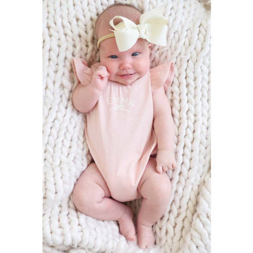 Personalized Ruffle Sleeve Bubble Romper | Pretty in Pink