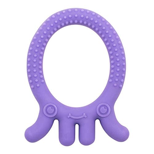 Dr. Brown's Flexees Friends Purple Octopus, Soft 100% Silicone Baby Teether, BPA Free, 3m+