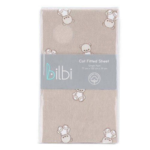 Bilbi Cot Fitted Sheet Teddy Bear