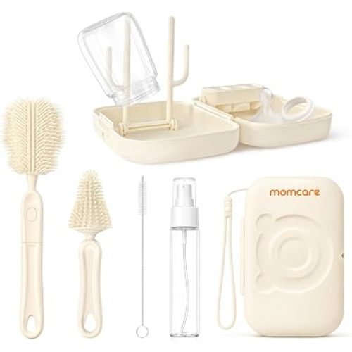 6 in 1 Silicone Baby Bottle Brush Set with Stand-Up Drying Rack