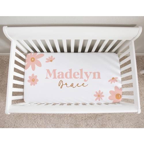 Daisy Crib Sheet, Personalized Crib Sheet Girl, Daisy Crib Bedding, Girl Crib Bedding, Baby Girl Bedding, Mini Crib Sheets, Daisy Nursery