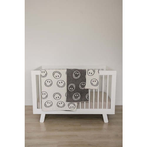 Charcoal Smiley Plush Blanket