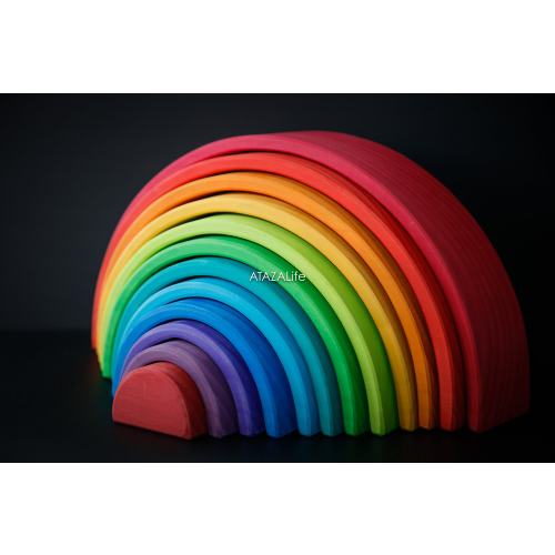 Large Wooden Rainbow Stacker – 12-Piece | Montessori & Waldorf Toy | Open-Ended Play