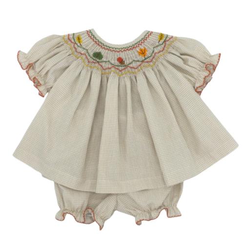 Emma Bishop Bloomer Set with Hand-smocking - Autumn Tails