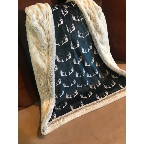 Navy Deer Antlers Baby Blanket
