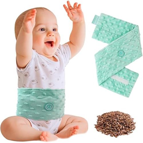 Colic and Gas Relief for Newborns and Infants, Flaxseed Heated Tummy Wrap, Baby Swaddling Belt with Soothing Warmth, Natural Relief for Upset Stomach in Babies and Toddlers, 0-3 Years