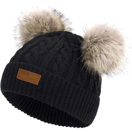 American Trends Baby Beanie Hat Double Pom Pom Toddler Beanies Knit Infant Winter Hat Caps for Boys Girls