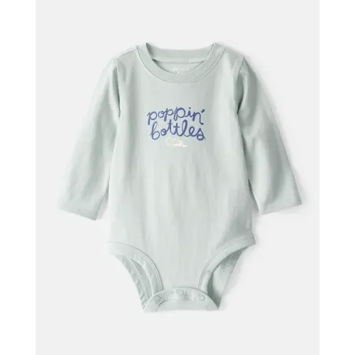 Baby Cotton Long-Sleeve Graphic Bodysuit - Blue | Carter's