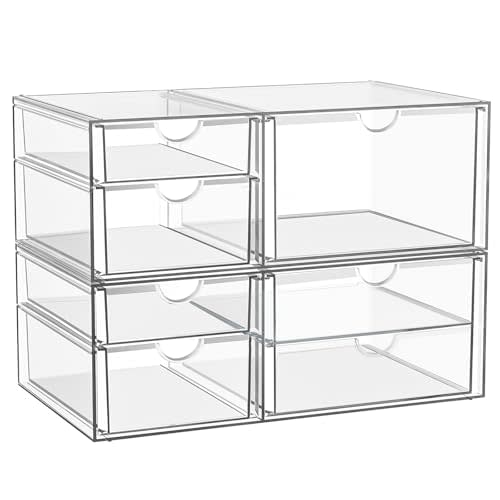 Stackable Storage Drawers, Acrylic Organizers,7 Drawers | Makeup Organizer, Bathroom Organizers and Storage, Plastic Bins for For Vanity, Undersink, Pantry