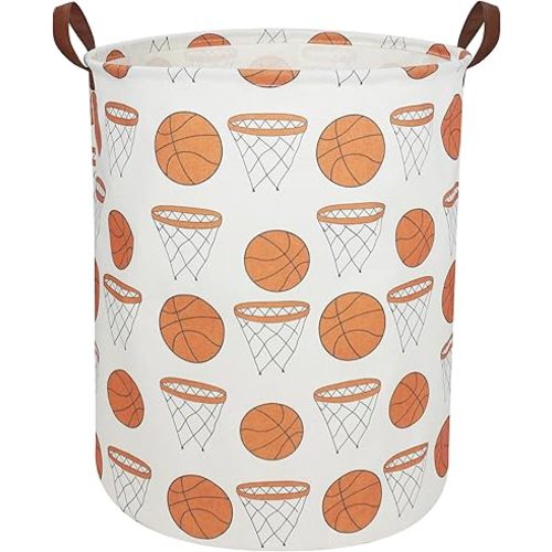 Kids Laundry Hamper,Canvas Basketball Laundry Basket Collapsible Boys Storage Baskets for Home,Office,Toy Organizer,Home Decor(basketball)