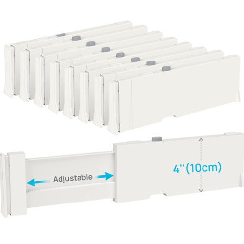 Vtopmart Drawer Dividers for Clothes 8 Pack, Adjustable 4" High Expandable from 11.3"-17" Dresser Drawer Organizer, Plastic Drawers Separators for Dresser, Baby Clothes, Kitchen and Office Storage