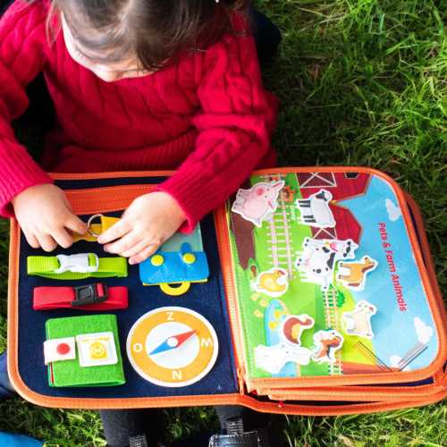 12 Pages Toddler Busy Board - Montessori Toys Toddler Travel Airplane Car Quiet book - Toddler Gift for Boys Girls 1 2 3 4 5 years old gift