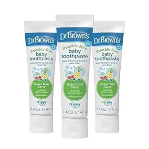 Dr. Brown's Fluoride-Free Baby Toothpaste, Infant & Toddler Oral Care, Mixed Fruit, 3-Pack, 1.4oz/40g, 0-3 years