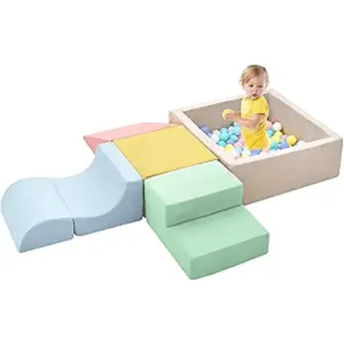 Climbing Toys for Toddlers , Toddler Climbing Toys Indoor, 5-Piece Foam Climbing Blocks with Ball Pit (Balls not Included),Soft Play Set,Toddler Climber Indoor Foam Play Gym for Climbing Crawling