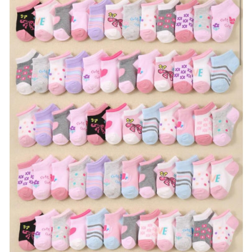 24 Pairs Baby & Toddler Girls Cute Cartoon Animal Pattern Ankle Socks - Butterfly, Rabbit, Heart And Flower. Unique And Fun Patterns, Soft And Skin-Friendly. Suitable For Daily Wear, Holidays, Travel And More. Assorted Colors And Styles Shipped Randomly.