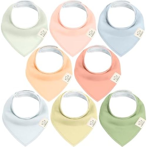 KeaBabies 8pk Organic Baby Bandana Bibs for Drooling and Teething (Dew)