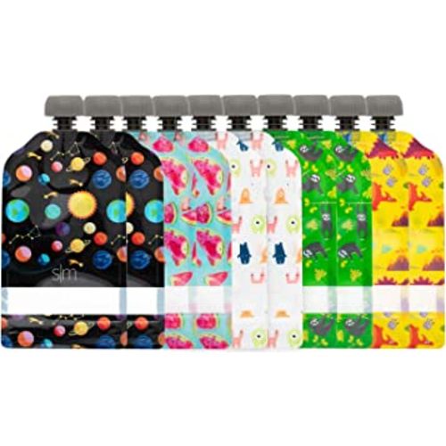 Simple Modern Reusable Baby Food Pouches for Toddlers | BPA Free Plastic refillable freezer safe squeeze pouch | 10 pack | 5oz | Assorted