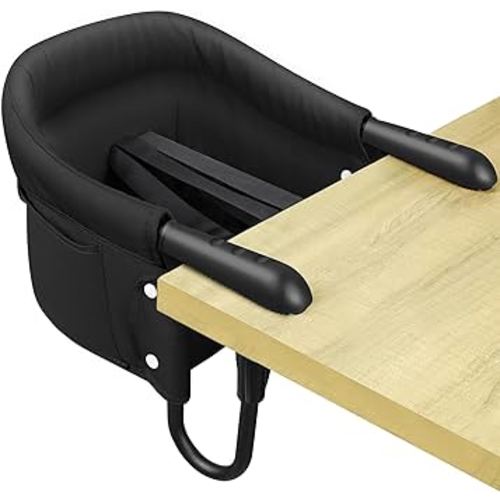 COPLIB Hook On Chair, Clip on Table High Load Design Fold-Flat Storage Attachable High Chair with Storage Bag, Fast Table Chair Removable Seat for Home and Travel (Black