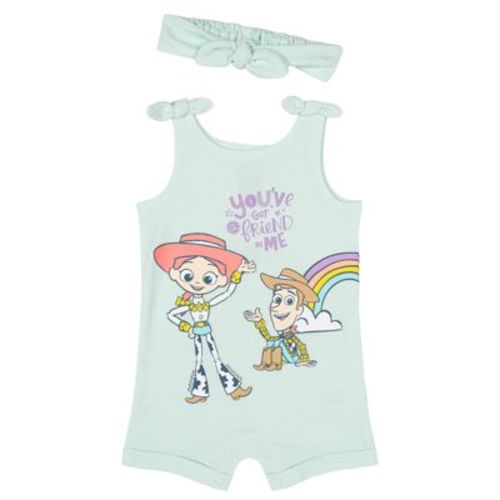 Disney Toy Story Baby Girls' Graphic Sleeveless One Piece and Headband Outfit Mint 6-9 Months