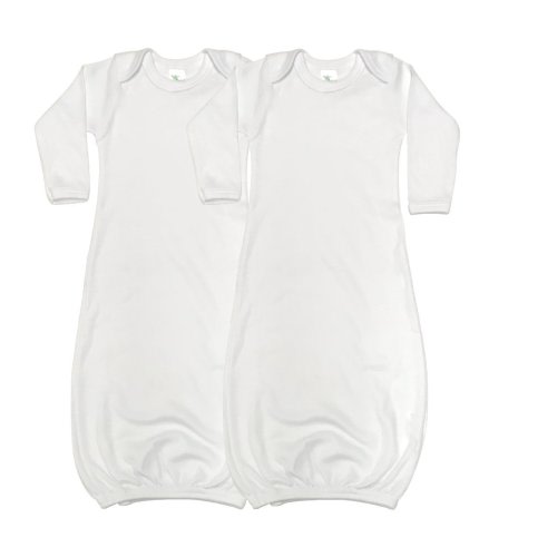Baby Long Sleeve Sleeper Gowns (Set of 2 -LG3800) White 0-3 months