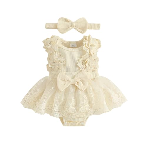 Infant Newborn Baby Girl Lace Romper Dress Floral Lace Outfits Summer Toddler Clothes Jumpsuit with Headband