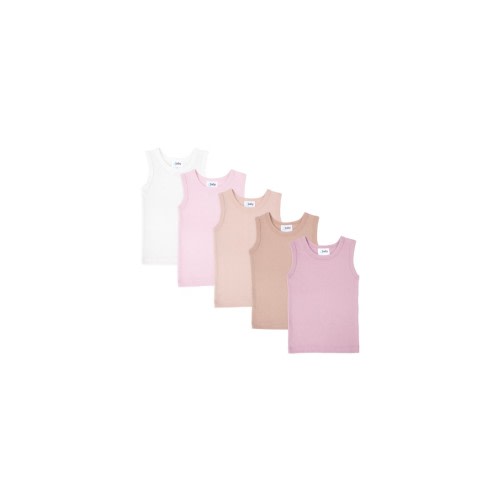 4baby Singlets 5 Pack Pink Multi | Baby Bunting AU