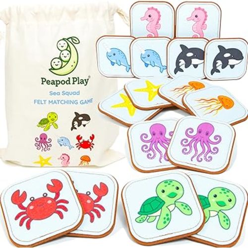 Felt Sea Creature Matching Game for Toddlers – Ocean Memory Game & Flash Cards – Soft and Safe for Ages 1+ – Montessori Preschool Learning Activity – Educational Sea Creature Toy for Girls & Boys