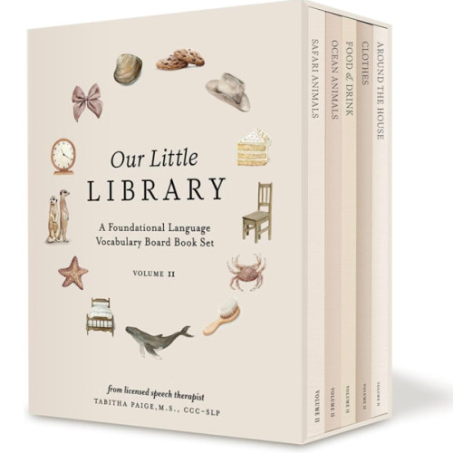 Our Little Library Vol. 2: First 100 Words Board Book Box Set, including Ocean Animals, Safari Animals, Food and Drink, Clothes, and Around the House (Tabitha Paige Children's Book Series)
