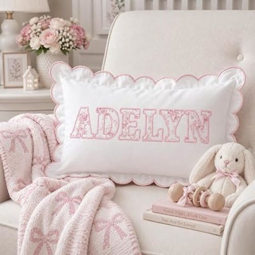 Personalized Monogrammed Pillow Cover, Name Cushion Nursery Gift