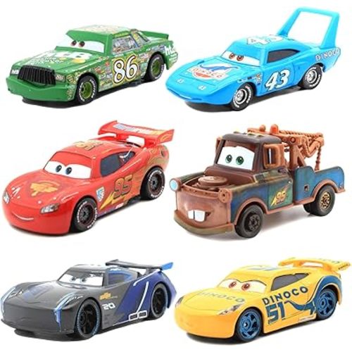 6 Pcs Car Toys, Car Movie Die-cast Toy Car Set, 1:55 Ratio, Birthday Gifts for The Kids (6 Pieces)
