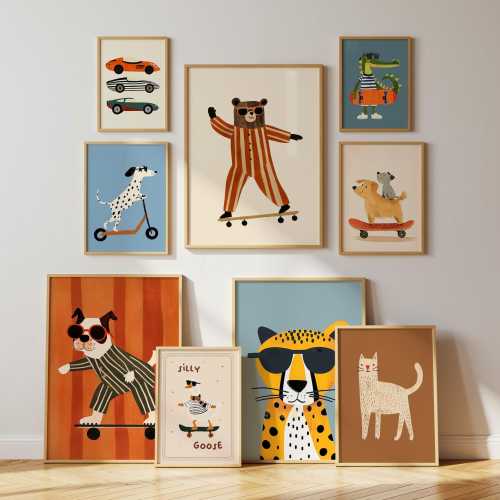 Kids Wall Art Bundle Set of 130 Prints, Playful Animal Art, Modern Nursery Decor, Boys & Girls Room Art, Printable Wall Art