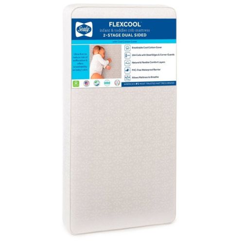 Sealy FlexCool 2-Stage Crib And Toddler Mattress: Hypoallergenic, Waterproof Cover, Firm, Innerspring