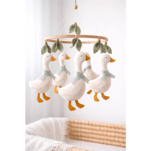 Goose baby mobile, farmhouse nursery decor, cottagecore nursery, baby shower gift