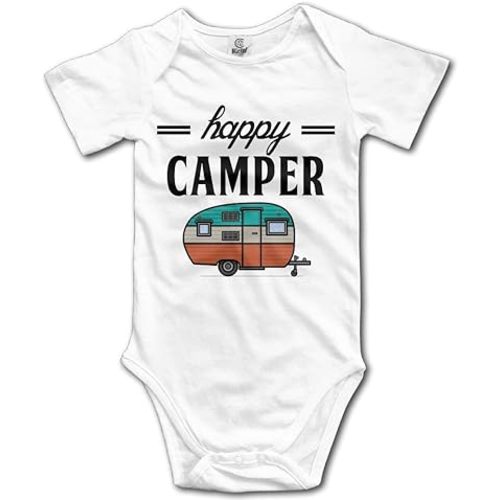 OASCUVER Happy Camper Camping Outdoor Baby Girls/Boys White