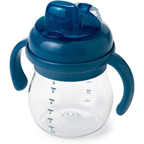 OXO Tot Transitions Soft Spout Sippy Cup with Removable Handles, Navy, 6 Ounce