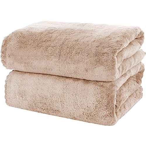 MOONQUEEN 2 Pack Premium Bath Towel Set - Quick Drying - Microfiber Coral Velvet Highly Absorbent Towels - Multipurpose Use as Bath Fitness, Bathroom, Shower, Sports, Yoga Towel (Brown)