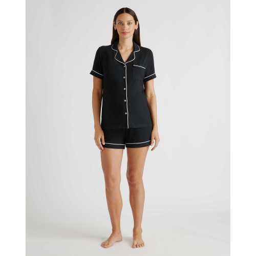 Bamboo Jersey Maternity Short Sleeve Pajama Set in Black