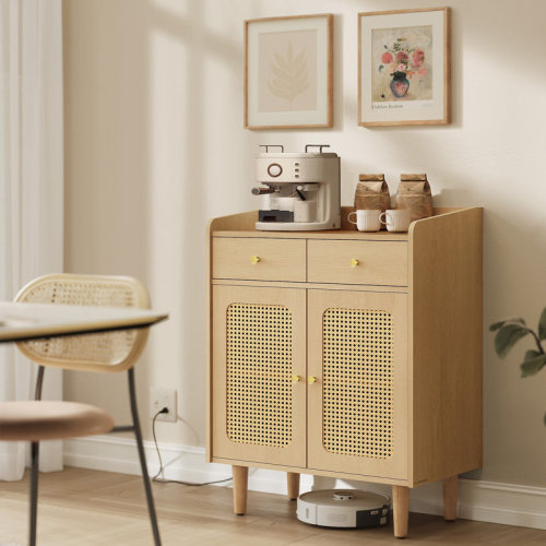 Bay Isle Home™ Storage Cabinet With Rattan-like Doors And Drawers & Reviews | Wayfair