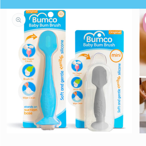 Bumco 2-Pack Full-Size & Mini Baby Bum Brush Bundle (Blue/Gray)