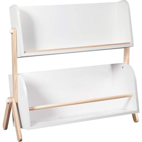 babyletto Tally Storage Bookshelf in White and Washed Natural