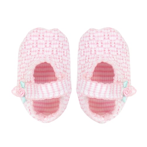 Paty Knit Solid Color Crib Shoes with Rosettes