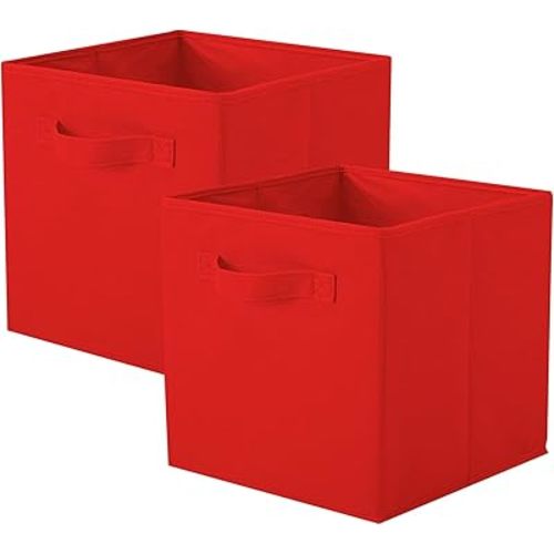 ShellKingdom Storage Bins, Foldable Fabric Storage Cubes and Cloth Storage Organizer Drawer for Closet and Toys Storage, 2 Pack (Red)