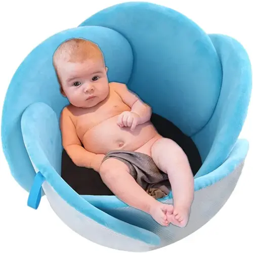 Baby Bath Lotus Cushion Sink Bather Petal Newborn Bathtub Mat Bathing Tub Seat Support Lounger Flower Bathing Pad Non-Slip Safety Sink Insert Tub Blue