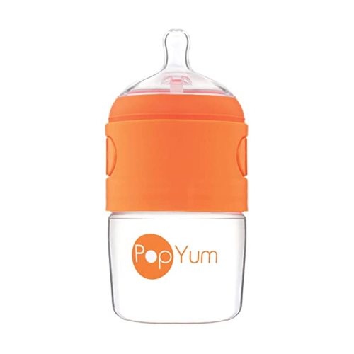 PopYum 5 oz Orange Anti-Colic Formula Making Baby Bottle | #1 Slow Flow Nipple, 150 ml, BPA-Free, Natural Latch, Mixing Dispenser