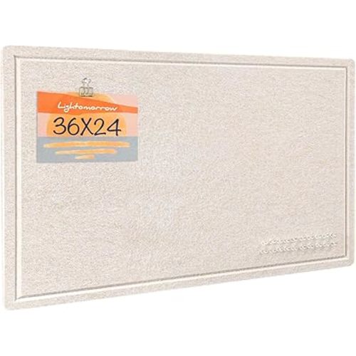 Lightomorrow Bulletin Board, 36 x 24 inches Felt Board - Decorative Pin Board, Cork Board Alternative for Wall, 3' x 2' Foldable Self-Adhesive Vision Board Prayer Board with 20 Pushpins - Oatmeal